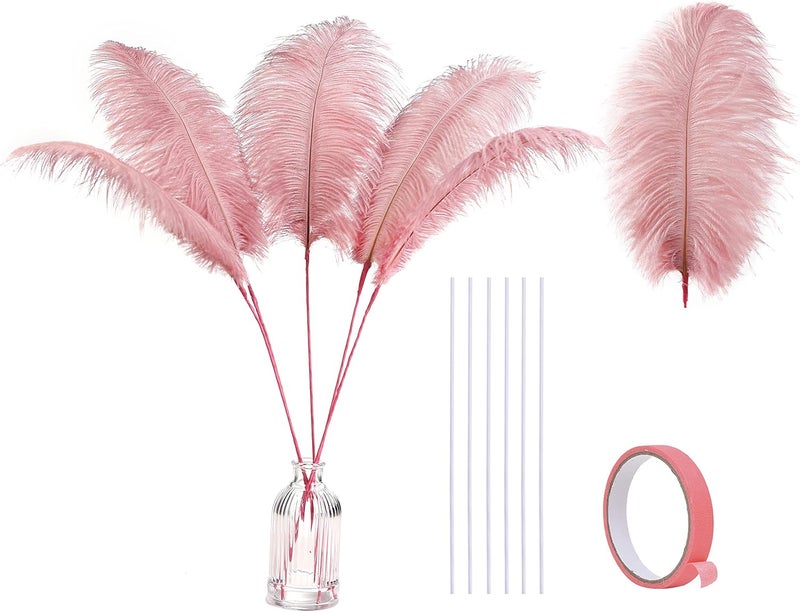 Holmgren Pink Craft Ostrich Feathers - 20pcs Making Kit 22 Inch Ostrich Feathers for Vase, Floral Arrangement, Wedding Party Centerpieces Home Decorations (Lotus Pink) - Image 1